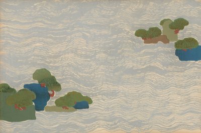 Furuøyer i et sølvhav, fra en Chigusa-serie (Tusen gress). av Kamisaka Sekka
