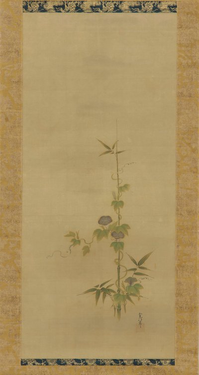 Morning glory og bambus del av et sett, Edo-periode, midten av 1600- og begynnelsen av 1700-tallet. av Kanô Yôboku Tsunenobu
