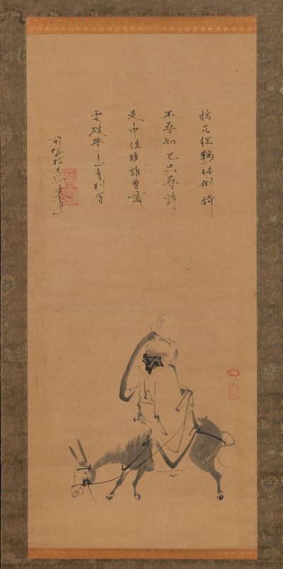 Den kinesiske poeten Pan Lang på et esel, 1600-tallet. av Kano Koya