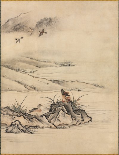 Blomster og fugler i et vårlandskap, 1500-tallet. av Kano Motonobu