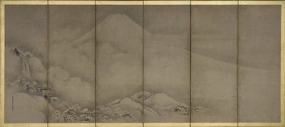 Mount Fuji og Matsubara Point, skjermer av Kano Tanyu