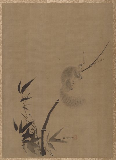 Ekorn på bambus, ca. 1650. av Kanō Tan’yū