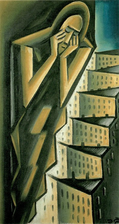 Kvinne over byen, ca 1917-1920 av Karel Capek