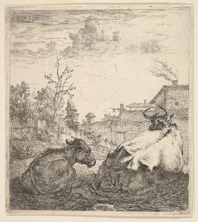Kua og kalven, 1600-tallet. av Karel Du Jardin