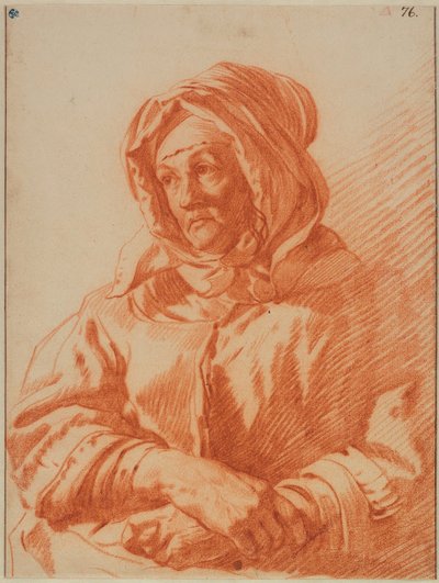 Porträt einer älteren Frau mit Kopftuch av Karel Dujardin