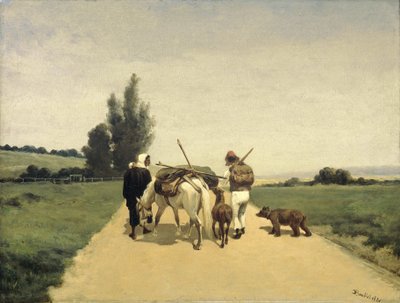 Omreisende familie på landevei av Karel Frederik Bombled