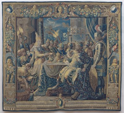 Cleopatra underholder Anthony, ca. 1640 (ull og silke) av Karel van II (workshop of) Mander