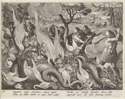 Jacht op waterslangen i India Jachttaferelen (serietittel) Jakt på ville dyr, høns, fisk pvgnae Bestiariorum (serietittel) av Karel van Mallery