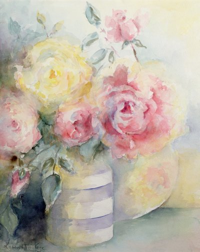 Roser i en Cornish Jug (akvarell) av Karen Armitage