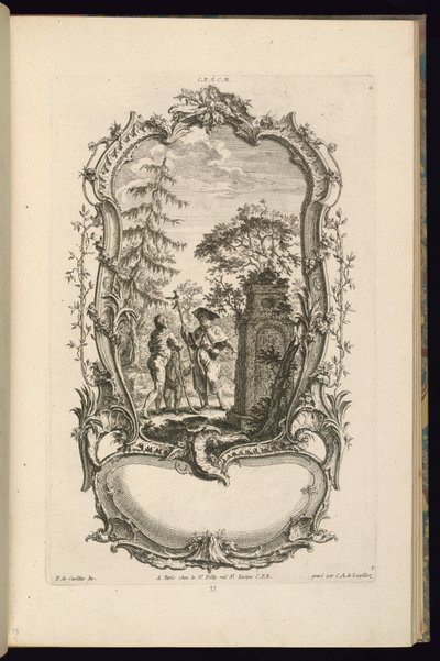 Design for en kartusj med store og små rom av Karl Albert von Lespilliez