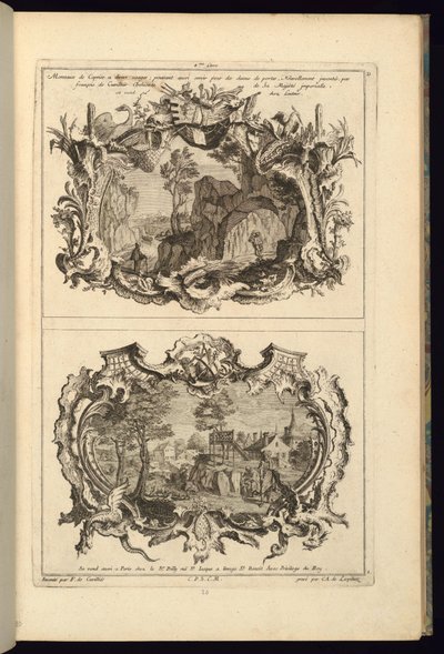 Trykk, design for to kartonger, 1745 av Karl Albert von Lespilliez