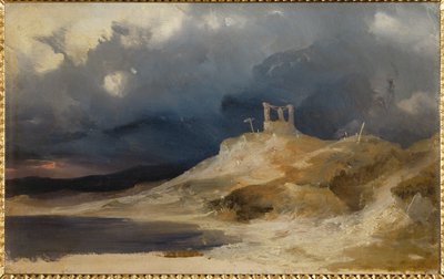 Gallows#39; Hill under tordenvær (olje på papp) av Karl Blechen