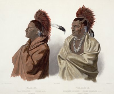 Massika, en Saki-indianer, og Wakusasse, en Musquake-indianer, plate 3 fra bind 2 av 