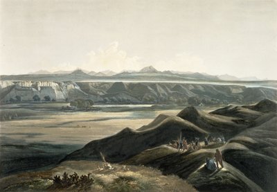 Utsikt over Rocky Mountains, plate 44 fra bind 2 av 'Reiser i det indre av Nord-Amerika', gravert av Sigismond Himely (1801-72) 1844 (akvatint) av Karl Bodmer