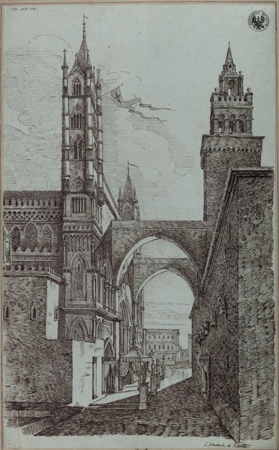 «Utsikt over katedralen i Palermo» av Karl Friedrich Schinkel