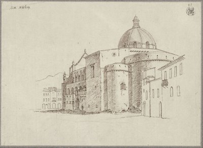 Utsikt over Messina-katedralen fra nordøst av Karl Friedrich Schinkel