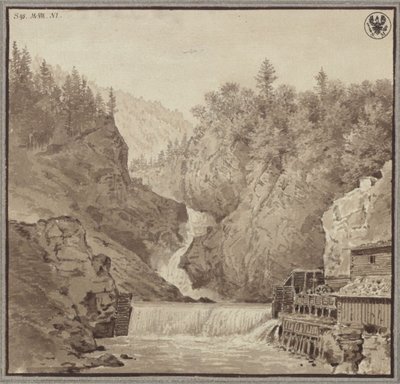 Utsikt over fossen nær Lend i Salzburg-området av Karl Friedrich Schinkel