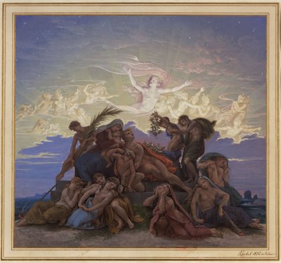Berlin. Altes Museum ved Lustgarten. Utkast til veggmaleriet «Sorg ved gravhaugen» av Karl Friedrich Schinkel