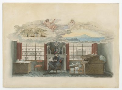 Berlin, Klosterstraße. Handelsinstituttet. Beuth i sin tjenestebolig av Karl Friedrich Schinkel
