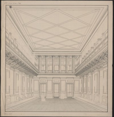 Berlin. Schauspielhaus på Gendarmenmarkt, konsertsal. Utsikt av Karl Friedrich Schinkel
