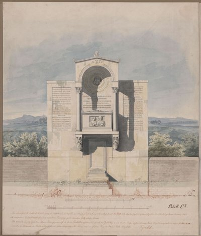 Bonn. Utkast til gravmonumentet for Barthold Georg Niebuhr, med et relieffportrett av ekteparet av Karl Friedrich Schinkel