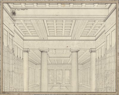 Dido. Opera av Bernhard Klein. Utforming til den 3. dekorasjonen. Kammer i palasset av Karl Friedrich Schinkel
