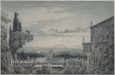 En fyrstes residens. Fyrsteparets private hage med utsikt over byen og havet av Karl Friedrich Schinkel