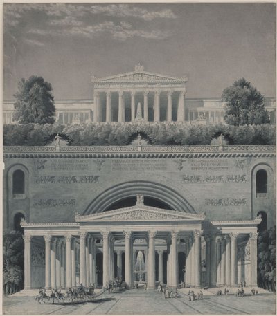 En fyrstes residens. Innkjørsel til slottet av Karl Friedrich Schinkel