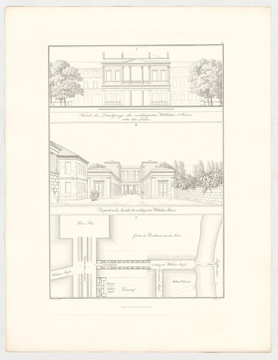 Den forlengede Wilhelmstraße, blad 19 i serien «Samling av arkitektoniske utkast» av Karl Friedrich Schinkel