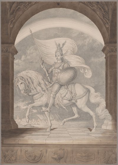 En rytter til hest i full rustning / Preussens geni som ridder av Karl Friedrich Schinkel