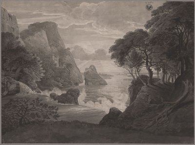 Klippekystlandskap med et slott av Karl Friedrich Schinkel
