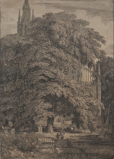 Gotisk kirke blant Oaks av Karl Friedrich Schinkel