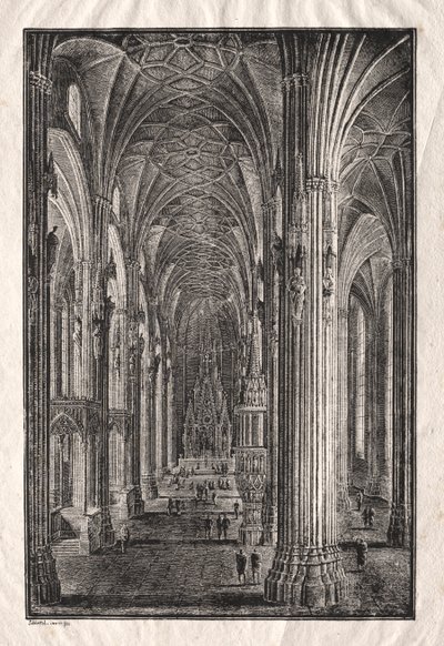 Interiør i Stefansdomen i Wien av Karl Friedrich Schinkel
