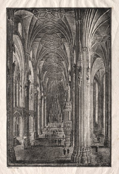Interiør av St. Stephens Cathedral i Wien, ca. 1810. av Karl Friedrich Schinkel