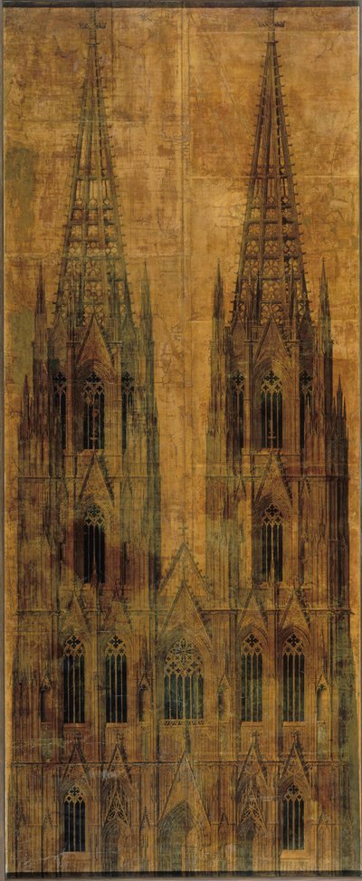 Köln. Domkirken. Oppriss av vestfasaden av Karl Friedrich Schinkel