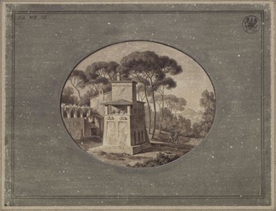 «Meieri i pinjelunden ved Villa Borghese nær Roma» / Casa Cenci i parken ved Villa Borghese i Roma av Karl Friedrich Schinkel