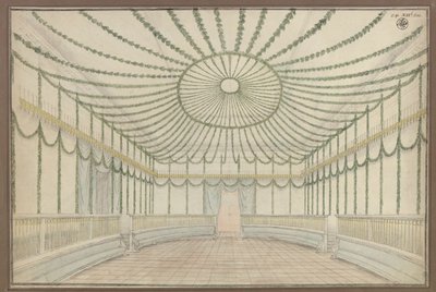 Merseburg. Slott. Utkast til dekorasjon av en sal i anledning hyllingsfestlighetene for Fredrik Vilhelm III av Preussen av Karl Friedrich Schinkel