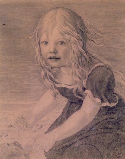 Portrett av kunstnerens datter, Marie, ved kysten av Karl Friedrich Schinkel