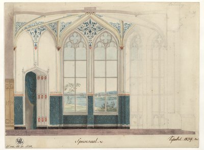 Potsdam. Babelsberg slott. Spisesal. Veggdekorasjon av Karl Friedrich Schinkel