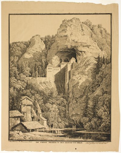 Predjama slott og Krein, tolv timer fra Trieste av Karl Friedrich Schinkel