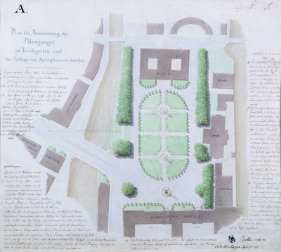 Redesign av Lustgarten, 1828 (wc og penn og blekk på papir) av Karl Friedrich Schinkel
