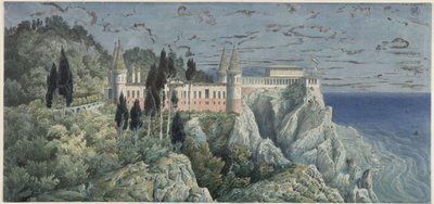 Orianda slott på Krim. Moskovittisk utkast. Utsikt av Karl Friedrich Schinkel