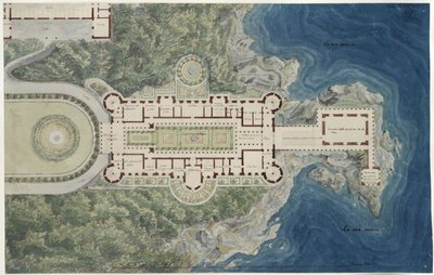 Orianda-slottet på Krim. Moskvisk utkast. Grunnplan med omgivelser av Karl Friedrich Schinkel