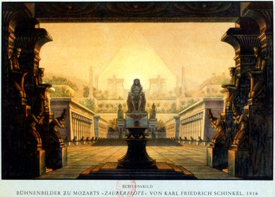 Gårdsplassen til templet til Isis og Osiris der Sarastro var yppersteprest, c1816 av Karl Friedrich Schinkel