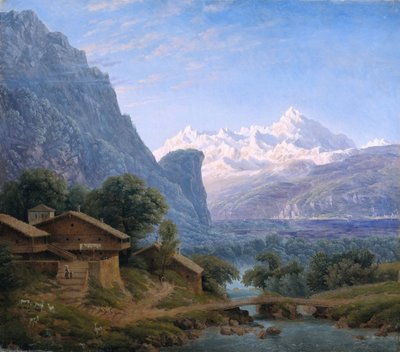 Utsikt over Mont Blanc - Karl Friedrich Schinkel (1781-1841). Olje på lerret av Karl Friedrich Schinkel