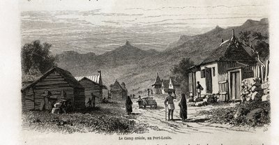 Leir-kreolen, ved Port Louis, tegning av Karl Girardet (1813-1871), for å illustrere Alfred Verneys opphold på Mauritius i 1861. Gravering i "" Le tour du monde", redigert av Edouard Charton av Karl Girardet