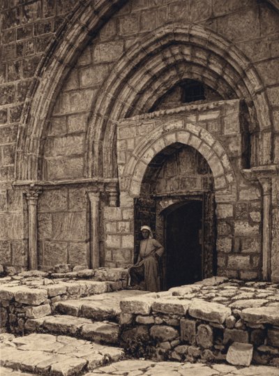 Jerusalem, Jomfrugravens kirke, Portal (s/hvitt-bilde) av Karl Grober