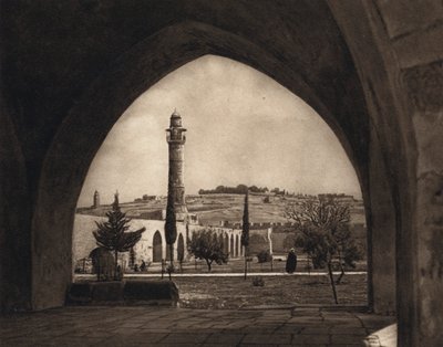 Jerusalem, utsikt over Oljeberget fra tempelplassen (s/hv-bilde) av Karl Grober