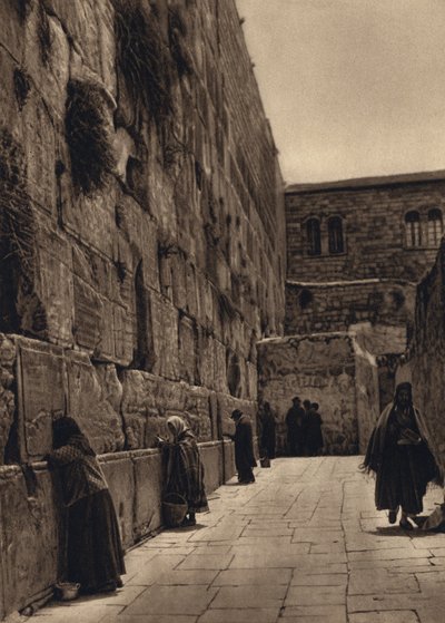 Jerusalem, jødenes gråtested (s/hvitt-bilde) av Karl Grober
