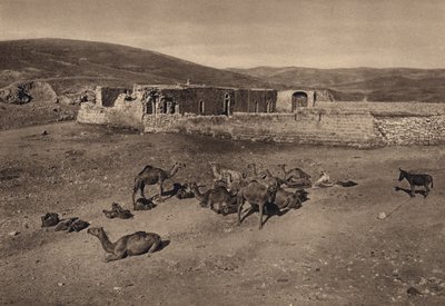 Khan, scene av lignelsen om den barmhjertige samaritan (s/hvitt-bilde) av Karl Grober